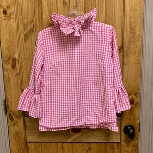 Pink gingham ruffle top